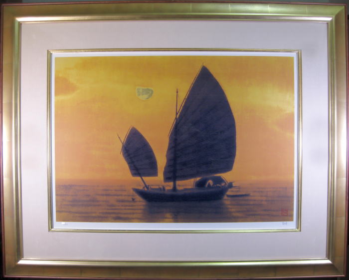 平山郁夫　南海夕陽　海のシルクロード絵画（セリグラフ）作品